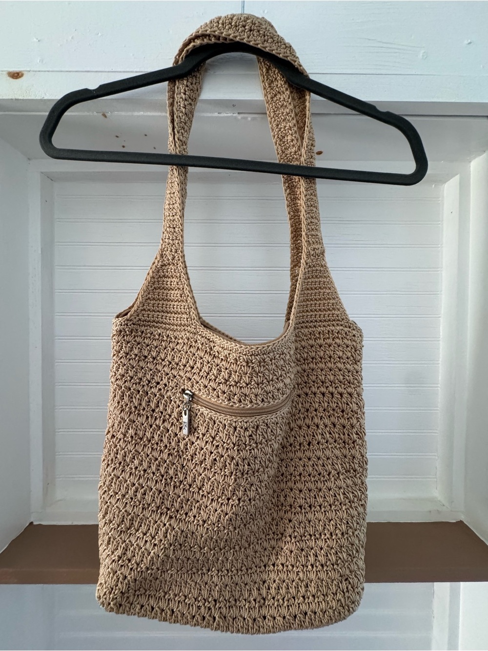 The Sak Woven Crochet Tote Bag in Tan